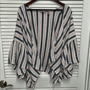 Laurie Felt Striped Kimono Open Front Cardigan